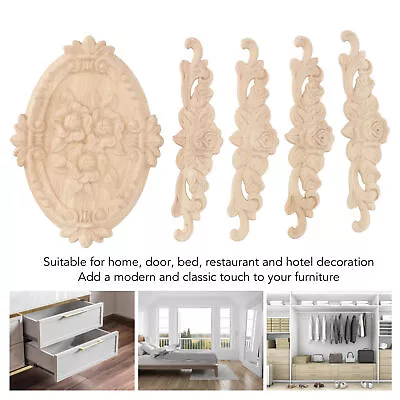 Wood Appliques Rubber Wood European Style Wood Carved Corner Onlay For Cabinet • $18.57