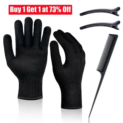 1Pair Heat Resistant Protective Gloves For Hair Straightener Curling Tong Wand • £3.17