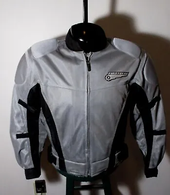Men's FIRST GEAR Gray Full Zip Padded Protective Motorcycle Jacket Size S • $51