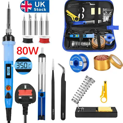 £9.99 • Buy Soldering Iron Set 80W Station Temperature Adjustable Solder Iron Wire Stand Kit