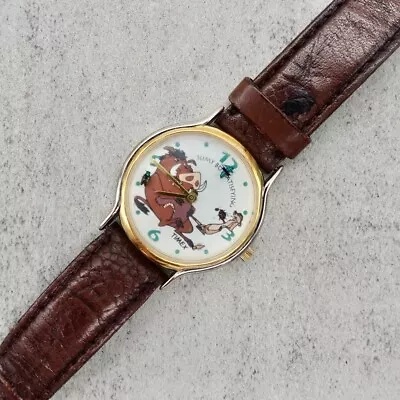 Vintage Disney Watch Timex Lion King Timon And Pumba Rotating Dial NEW BATTERY • $19.99