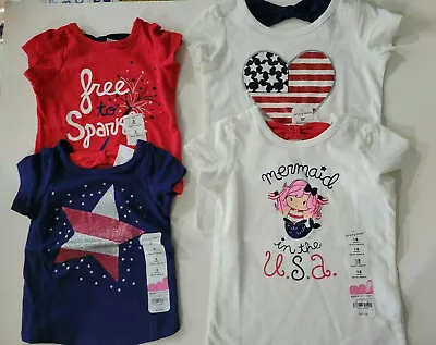 Infant Todd Girls Jumping Beans Red White Blue 4th July Shirt 3M 12M 18M 24M 2T • $10.79