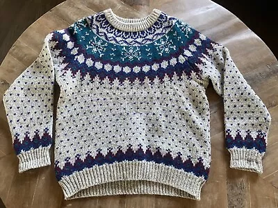 Woolrich Sweater Nordic Icelandic Fair Isle Wool Blend Size M 90s Vintage • $29.99