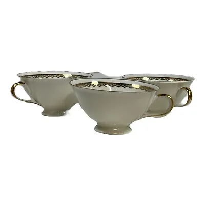 $19.49 • Buy Vintage Bavaria Elfenbein Porzellan Set Of 3 Cups Teacup Coffee Gold Gilt Lot