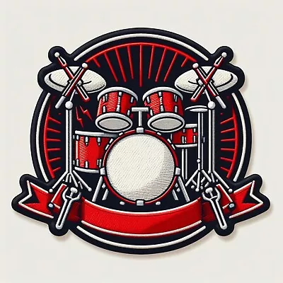 Drum Set Patch Iron-on Applique Music Instrument Badge Drumstick Musician • $3.99