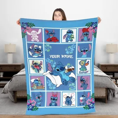 $32.99 • Buy Personalized Disneyy Stitch Blanket, Disneyy Lilo And Stitch Blanket