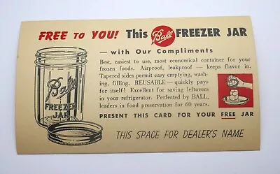 Vintage 1950's BALL Freezer Jar Advertising Postcard Fruit Canning Jar ! COOL !! • $5