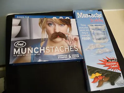 Lot  Mustache Ice Cube Tray & Mustache Cookie Cutter/Stamper - New  Rare Novelty • $11.11