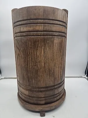 Vintage Oak Stick Umbrella Stand Vase Retro Dog Home Rare Barrel Style 1920s • £70