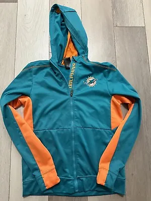 Yourh Miami Dolphins Aqua Connected Performance Full Zip Hoodie Size Large 14/16 • $19.99