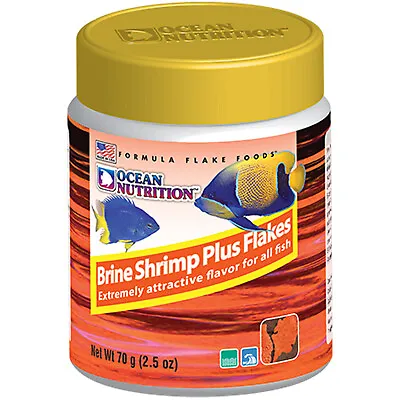 Ocean Nutrition Brine Shrimp Plus Flakes 70 Grams (2.5 Oz) Marine Fish Food • £13.49