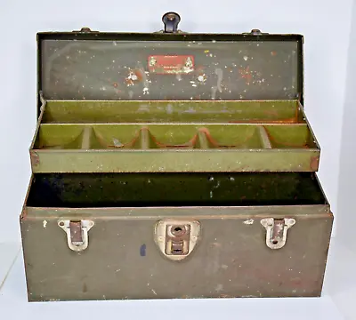 Vintage Kennedy Kits Bighorn Tackle Tool Box Cantilever Green Metal • $49.99