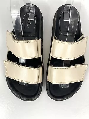 Zara Adjustable Sandals Cream Ivory/Black Cork Sandals EU 38 US 7.5 • $24.95