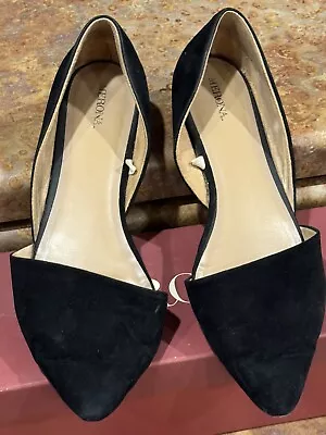 Merona Elegant Pointed Toe Flats - Suede Black EUC • $25