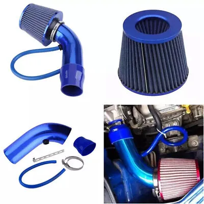 3  Blue Car Cold Air Intake Filter Induction Pipe Power Flow Hose System Kit • $45.48