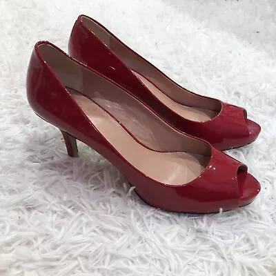 Vince Camuto Kira Patent Leather Peep Toe Heels Red 9.5 • $30