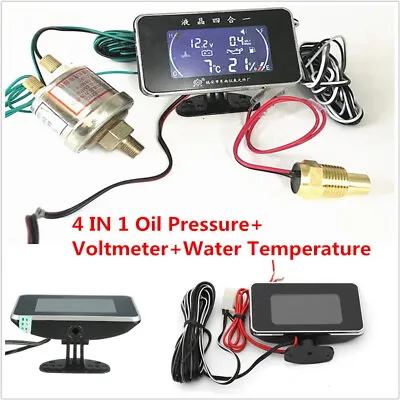 £34.99 • Buy Car LCD Water Temperature/Oil Pressure/Voltmeter/Oil Fuel Gauge Accessories Kit