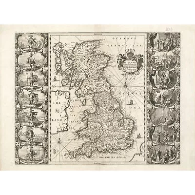 Jansson 17th Century Anglo Saxon Map Britain XL Wall Art Canvas Print • £19.99