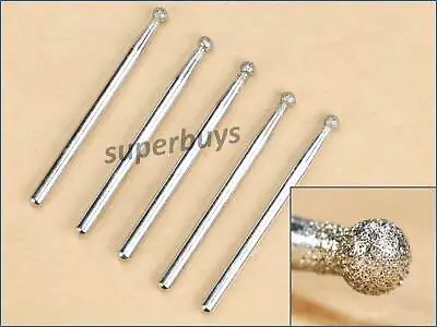 5pcs 3mm Ball Diamond Mounted Burrs Engraver Head Mount Rotary Drill Bur Tool • $12.45