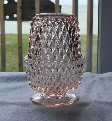 Vintage Pink Indiana Glass Diamond Point Fairy Lamp • $24.99