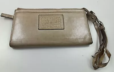 Coach Poppy Gold Shimmer Wallet Wristlet • $17.99