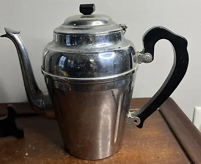 VINTAGE MCM ENGLISH CHROMIUM OVER COPPER TEA KETTLE Coffee Teapot • $12.95