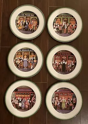 William Sonoma Guy Buffet Les Cafes Decorative Plates 11” Full Set Of 6 NEW • $41.95