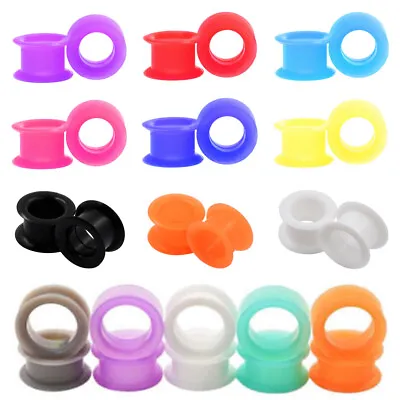 2pc Thick Silicone Ear Plug Round Edge Flesh Tunnel Stretcher - BUY 2 GET 1 FREE • £3.39