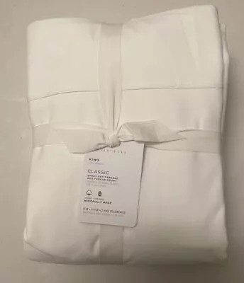 $84 • Buy Pottery Barn Classic 400 Tc Percale King Sheet Set In White New