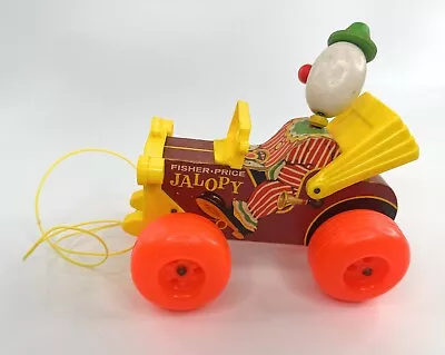 Fisher Price “Jolly Jalopy “ 1965 Vintage Circus Clown Car Wooden Pull Toy #724 • $19.99