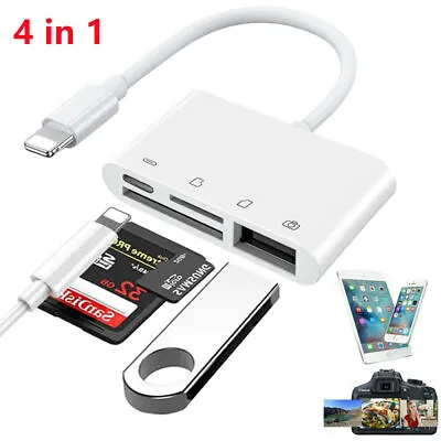 8 Pin To SD Memory Card Reader USB OTG Adapter For IPhone 13 12 11 X XR XS IPad • £7.59