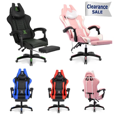 $137 • Buy Office Chair Gaming Racing Executive PU Leather Footrest Massage Computer Seat