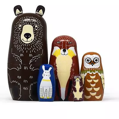 6 PCS Nesting Dolls Russian Matryoshka Dolls Wooden Animal Bear Cute 01 Bear NEW • $19.84