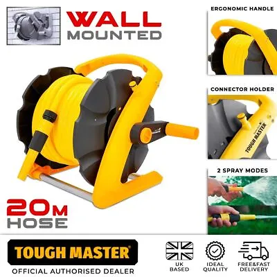 Garden Hose Reel Portable 20m Water Pipe Free Standing Outdoor Wall Mounted • £31.89