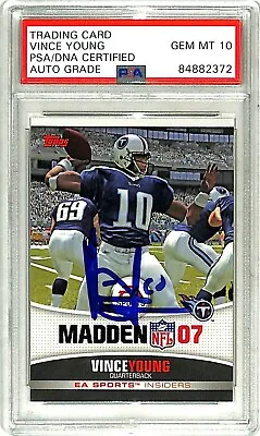 2006 Topps EA Sports MADDEN 07 VINCE YOUNG Signed Titans Card PSA/DNA 10 Slabbed • $114.81