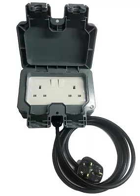 £35.95 • Buy Outdoor/Outside Garden Extension Lead Socket Box IP66 Rated 1m - 25m Black Cable