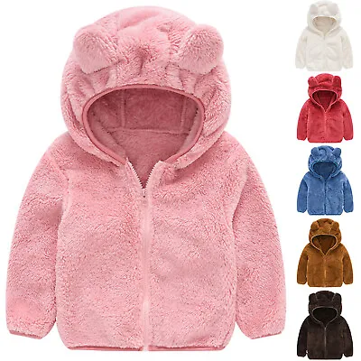 Newborn Baby Boys Girls Teddy Bear Coat Winter Warm Hoodie Furry Jacket Outwear • £4.99