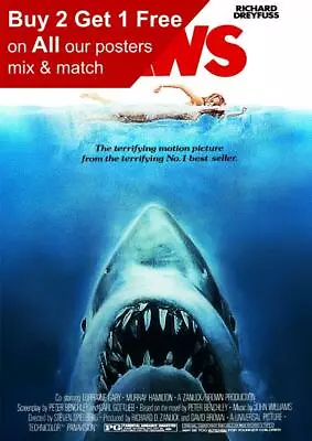 £3.99 • Buy Jaws 1975 Movie Poster A5 A4 A3 A2 A1