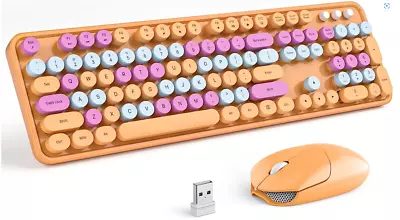 Colorful Wireless Keyboard And Mouse Combo Retro Typewriter Style Keyboard • $34.95