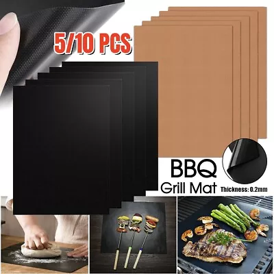 5/10X 0.2mm Reusable BBQ Grill Mat Bake Sheet Resistant Meat Barbecue Non-Stick • $10.29