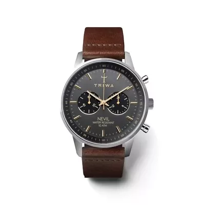 Triwa Nevil Smoky Watch Dark Brown Leather Strap • $349