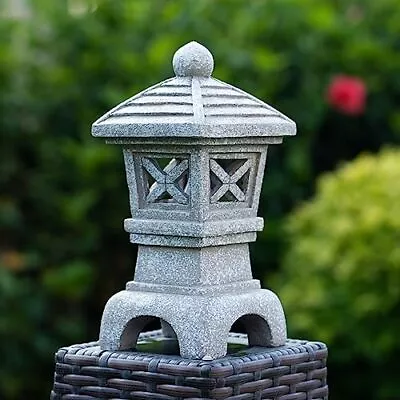 Pagoda Garden Statues Outdoor With Solar Lights Resin Four Cornered Pagoda • £28.16