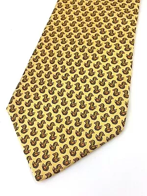 Salvatore Ferragamo Yellow Swimming Ducks Duckies  Tie ITALY $190 • $25