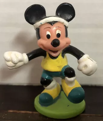 VTG Mickey Mouse Mini Figure Cake Topper Excercising Workout Sweatband 2.5” • $3.99