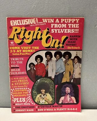 Right On Magazine April 1973 Jackson 5 Michael Jackson Issac Hayes Raps Vintage • $229.99