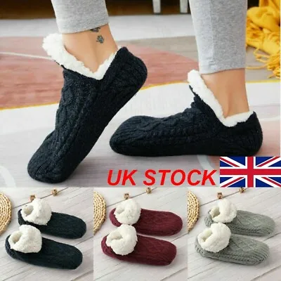 £5.99 • Buy Women Mens Slipper Winter Cosy Socks Fluffy Non Slip Warm Fleece Lined Bed Floor