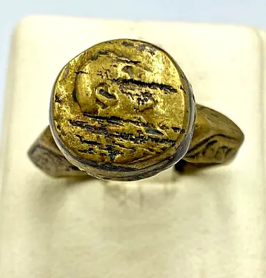 Antique Jewelry Ancient Indo Greek's Civilization Empire Brass Ring With Stamp • $39