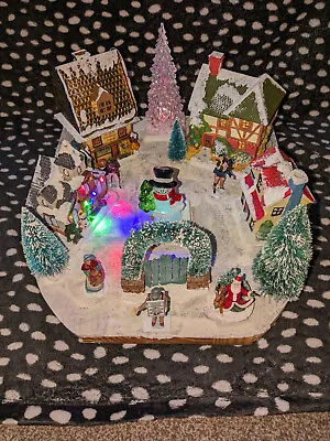 Christmas Village Scene Light Up Wind Up Music With Figures A Christmas Carol • £42