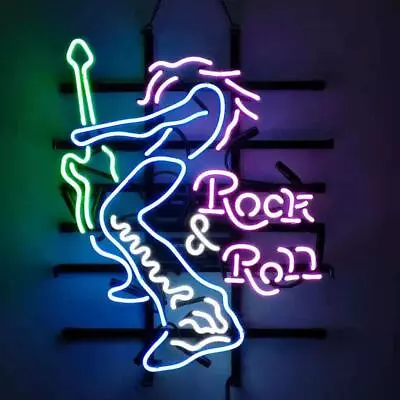 Rock & Roll Guitar Music 20 X16  Neon Light Lamp Sign Beer Bar Wall Decor • $130.79