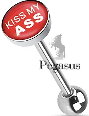 KISS MY ASS - Quality Novelty Adult Rude Sexy Funny Tongue Bar Barbell • £4.99